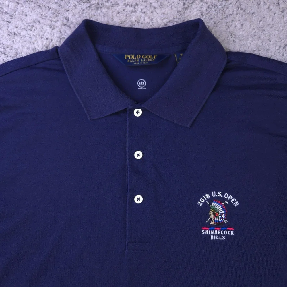 Polo Ralph Lauren US Open Shirt Mens Medium Golf Shinnecock Hills 2018 Logo Navy